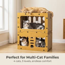 Wear-Resistant Cat House Integrated Scratch Board Four Seasons Cat Scratching Column Vertical Crawler Frame Feline Play