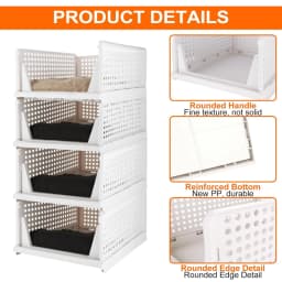 4X Foldable Wardrobe Organizer Stackable Storage Boxes Cabinet Organizer for Bedroom Kitchen Bathroom Office Slide Rail Design