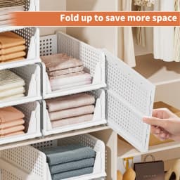 4X Foldable Wardrobe Organizer Stackable Storage Boxes Cabinet Organizer for Bedroom Kitchen Bathroom Office Slide Rail Design
