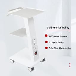 Multi-Functional Salon Trolley Cart Steel 3-Tier 4 Power Outlets for Beauty Medical Lab Dental Hospital Use