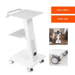 Multi-Functional Salon Trolley Cart Steel 3-Tier 4 Power Outlets for Beauty Medical Lab Dental Hospital Use