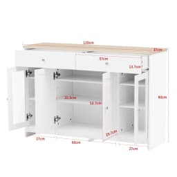 Living room cabinet Modern minimalist style sideboard Buffet Table Storage Cabinet and Shelves Barn Doors for Dining Room, Kitch