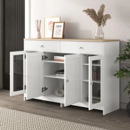 Living room cabinet Modern minimalist style sideboard Buffet Table Storage Cabinet and Shelves Barn Doors for Dining Room, Kitch