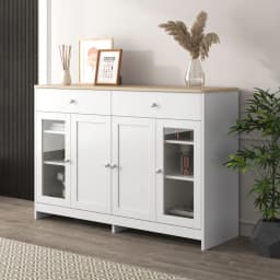 Living room cabinet Modern minimalist style sideboard Buffet Table Storage Cabinet and Shelves Barn Doors for Dining Room, Kitch