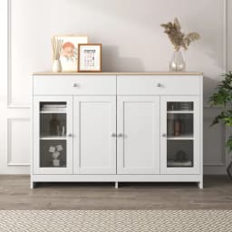 Living room cabinet Modern minimalist style sideboard Buffet Table Storage Cabinet and Shelves Barn Doors for Dining Room, Kitch