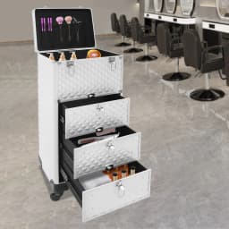 Salon Cart with Drawers Makeup Organizer Case Rolling Makeup Case with Drawers