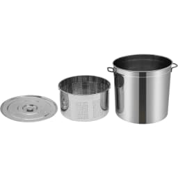100L Stainless Steel Stockpot, Polished Finish, Cooking Pot with Lid and Basket,Multi-Purpose for Steam/Fry/Boil, 50Qt/42.26Qt