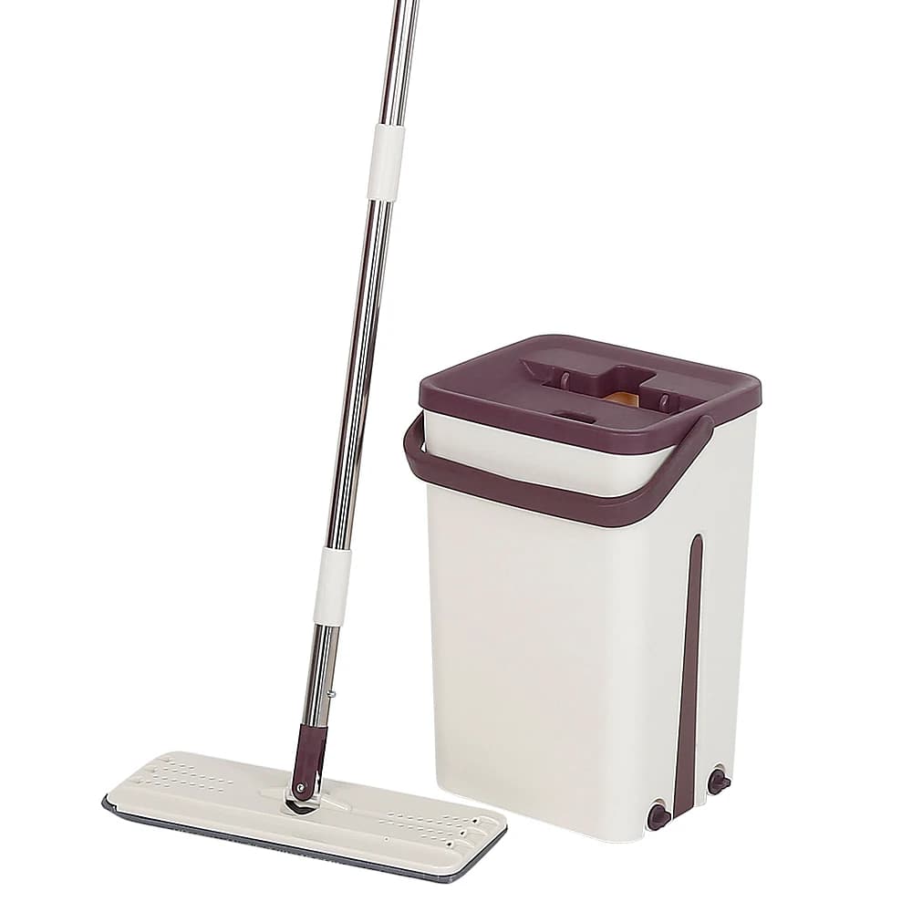Mop and Bucket Set for Home, Flat Mop and Bucket System, Mops for Floor Cleaning and Wall Cleaner, with 2 Reusable Mop Pads