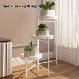 Metal Potted Plant Stand Foldable Multi-Tier Flower Shelf With Detachable Trays Display Rack For Corner Porch Garden Balcony