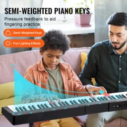 SucceBuy 88 Key Digital Piano Keyboard Semi Weighted Keys Full Size Electric Portable Keyboard Piano Set 1000Tones for Beginners