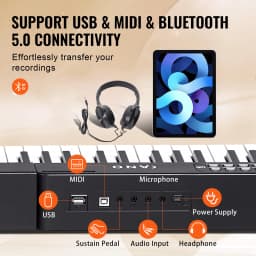 SucceBuy 88 Key Digital Piano Keyboard Semi Weighted Keys Full Size Electric Portable Keyboard Piano Set 1000Tones for Beginners