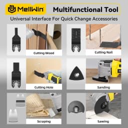 MELLWIN Brushless Oscillating Multifunction Tool Electric Saw Trimmer Shovel Cutting woodworking Tool For Makita 18V Battery Pin