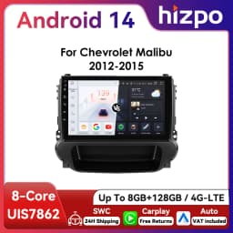 Hizpo 2Din 9inch Android14 Car Radio for Chevrolet Malibu 2012 - 2015 UIS7862 Multimedia Auto CarPlay 4G SWC GPS DSP RDS 360°CAM