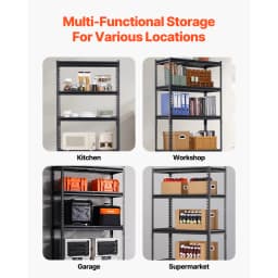 SucceBuy 5 Tier Metal Storage Shelves Height Adjustable Garage Shelving Racking Freestanding Shelf Unit for Industrial Warehouse