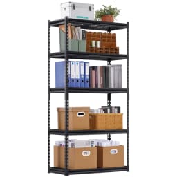SucceBuy 5 Tier Metal Storage Shelves Height Adjustable Garage Shelving Racking Freestanding Shelf Unit for Industrial Warehouse