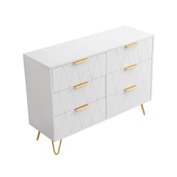 ROSAHQNDA 6-drawer chest of drawers, 4-drawer dresser, modern storage cabinet with metal legs, creative MDF storage cabinet