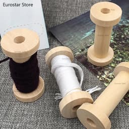 10Pcs Natural Wooden Spools 3x7cm Thread Reels Organizer for Sewing Machine Ribbons Twine Wood Wire Spool Tools DIY Accessories