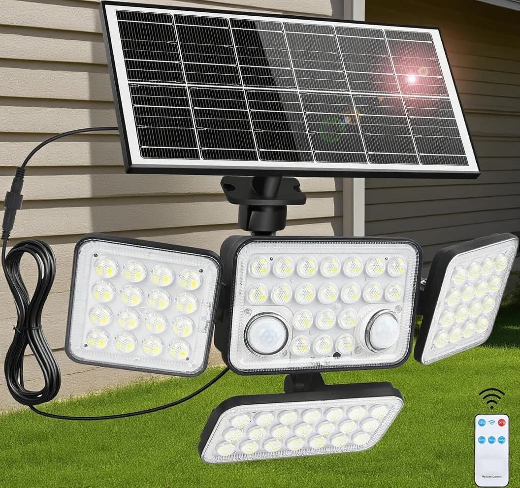 Solar LED Floodlight 5000mah Battery Dual Sensor Head
