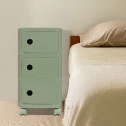 ABS 3-Tier Modern End Table, 12.6-Inch Bedside Table Universal Wheels Pen and Concealed Storage Space for Bedrooms Living Rooms