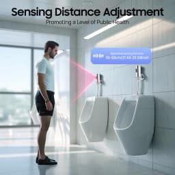  Automatic Sensor Urinal Flusher Wall Mounted Copper DC6V Battery Operated Touchless Urinal Flush Valve, for Public Restroom, Toilets