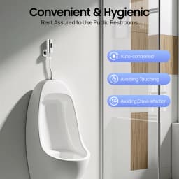  Automatic Sensor Urinal Flusher Wall Mounted Copper DC6V Battery Operated Touchless Urinal Flush Valve, for Public Restroom, Toilets