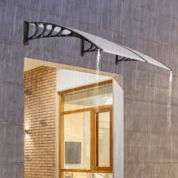 200x90CM Transparent Door Canopy 95% UV Block Weatherproof Arc Cover for Porch Balcony Window
