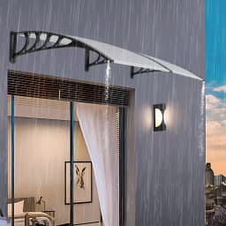 200x90CM Transparent Door Canopy 95% UV Block Weatherproof Arc Cover for Porch Balcony Window