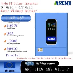 11KW Parallel Hybrid Solar Inverter 48V 230VAC MPPT Off Grid Tie Photovoltaic Inverter Pure Sine Wave 160A Solar Charger PV 500V