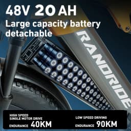 RANDRIDE YX80M 2000W Powerful Motor 48V20AH Battery Full Suspension System Electric Bicycle 26-Inch Fat Tires Electric Bike