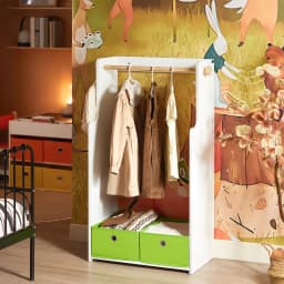SoBuy KMB109-W kids wardrobe with 2 hooks & Boxing closet & shelf for CHILDREN'S room 60x110x35cm