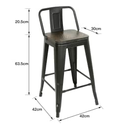 Set of 4 metal bar stools, 84 cm high, with backrest. Stackable vintage/industrial stool for bars, bistros, terraces & cafes