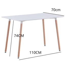 Rectangle Dining Table Set and 4Pcs Nordic Medieval Style Dining Chairs Wooden Legs for Living Room Dining Room Kitchen White