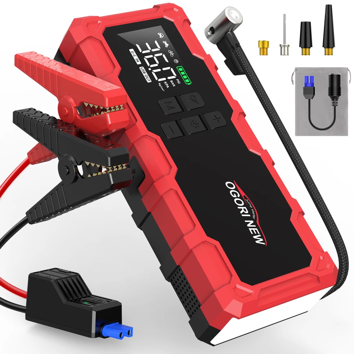 Jump Starter with Air Compressor 150PSI, 8000/9000A Portable Car Battery Booster (All Gas/16L Diesel)