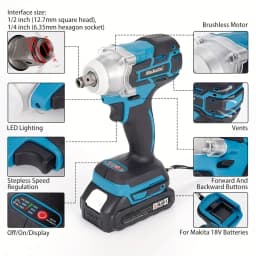 500N.m Brushless Motor Electric Impact Wrench 2×21V Li-ion Battery Strong Torque Cordless Wrench Impact Screwdriver Tool