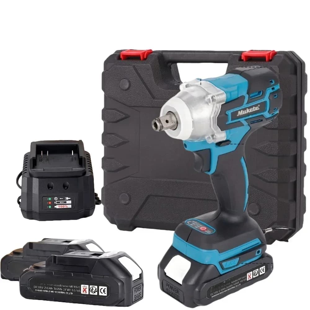 500N.m Brushless Motor Electric Impact Wrench 2×21V Li-ion Battery Strong Torque Cordless Wrench Impact Screwdriver Tool
