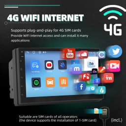 ESSGOO Android 14 6+128G Universal 2DIN 7" Car Radio Carplay Android Auto GPS Navigation AM RDS Bluetooth WIFI 4G FM Mirror Link