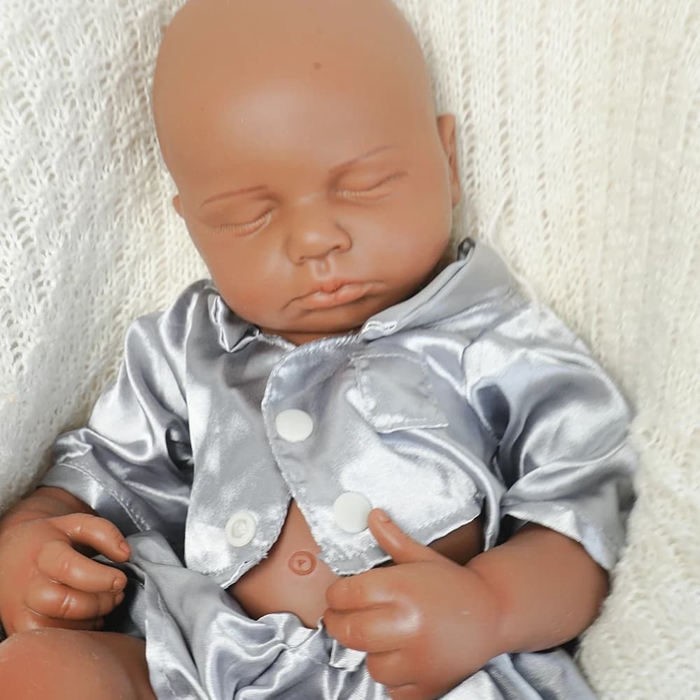 18.9Inch Full Body Silicone Reborn Baby Boy Loulou 1:1 Lifelike Silicone Bebe Washable Newborn Dolls for Kids Teaching