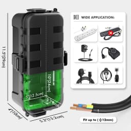Outdoor Waterproof Box for Multi Plug Extension Lead, IP54 Weatherproof Plug Box, Electrical Box Protect Outlet, Plug