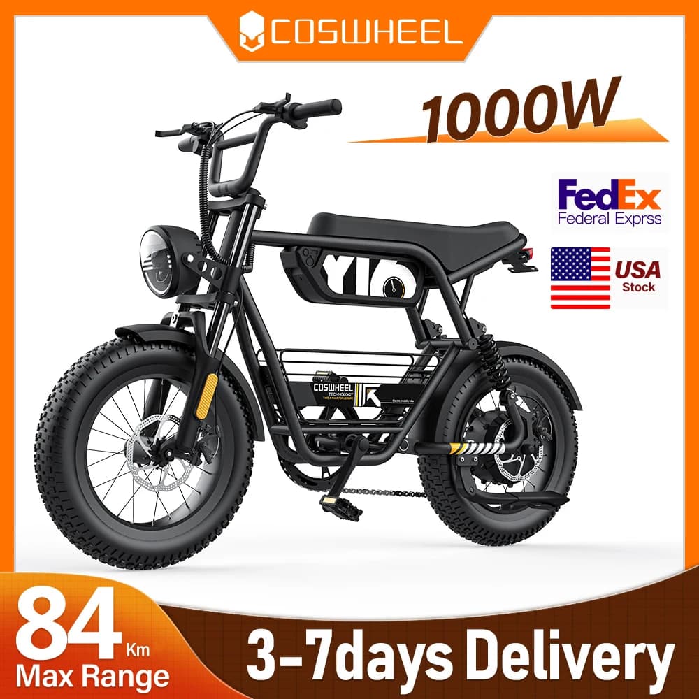 Coswheel Electric bike 1000W Electric Mountain Bikes Off Road Motorcycle 16Inch 48V 15AH Commuter Electric bicycle ebike