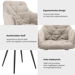 Set of 2 High Quality, Durable, Stable, Bouclé fabric Comfortable Ergonomic Office Chairs