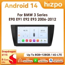 9" Hizpo 2Din Otca-Core Snapdragon 6115 Android14 Car Radio for BMW E90 E91 E92 E93 2006 - 2012 GPS DSP RDS 4G BT Auto CarPlay