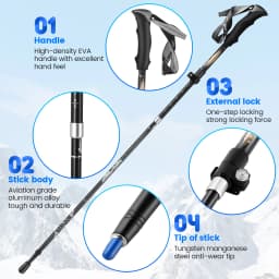 110-125 Cm Trekking Poles EVA Handles Foldable Adjustable Aluminum Alloy High Density Nordic Walking Poles 1 Pair