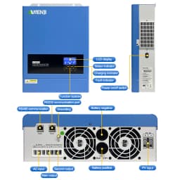 ANENJI 6.2KW Hybrid Solar Inverter 230V 48V Pure Sine Off Grid On Grid Inversor Dual Outputs 120A MPPT Solar Charge Controller With WIFI For PV Solar Panels