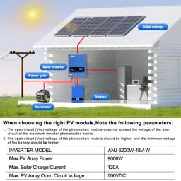 ANENJI 6.2KW Hybrid Solar Inverter 230V 48V Pure Sine Off Grid On Grid Inversor Dual Outputs 120A MPPT Solar Charge Controller With WIFI For PV Solar Panels