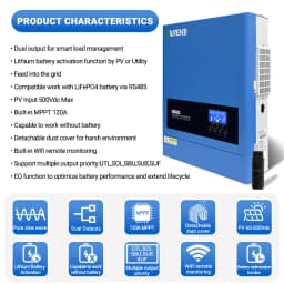 ANENJI 6.2KW Hybrid Solar Inverter 230V 48V Pure Sine Off Grid On Grid Inversor Dual Outputs 120A MPPT Solar Charge Controller With WIFI For PV Solar Panels