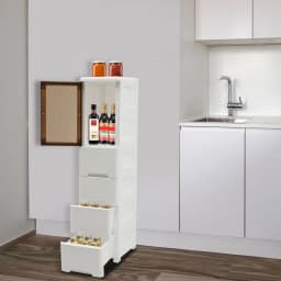 Bathroom Cabinet with Drawer Space-Saving Small Narrow Side Toilet Shelf Organizer Plastic Floor Corner Cabinet for Compact Room