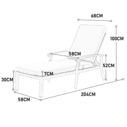Lounge Patio Chair with Cushion, Adjustable Reclining Rust-Resistant Aluminum Poolside Chaise Lounge Furniture, Waterproof(1pc)
