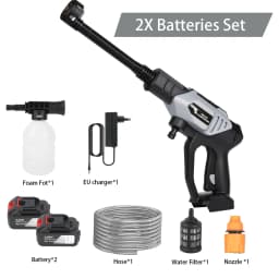 6in1 Wireless Car Wash Gun 30Bar High Pressure 1500mAh Battery 5M Hose Foam Kettle Cordless Car Washer for Home/Yard Cleaning