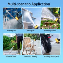 6in1 Wireless Car Wash Gun 30Bar High Pressure 1500mAh Battery 5M Hose Foam Kettle Cordless Car Washer for Home/Yard Cleaning
