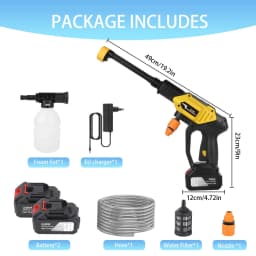 6in1 Wireless Car Wash Gun 30Bar High Pressure 1500mAh Battery 5M Hose Foam Kettle Cordless Car Washer for Home/Yard Cleaning